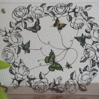 メルヘン切り絵：薔薇と蝶2の画像