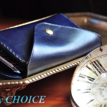 革の宝石・ルガトー・コインキャッチャー財布（紺×緑）の画像