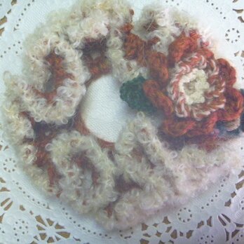 【sold】イタリア製モヘアとウールのお花シュシュ♪コサージュの画像