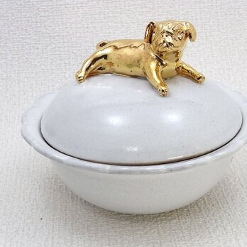 Gold Pug Lidded Bowl−Aの画像