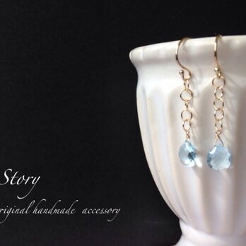 ☆スカイブルートパーズラウンドチェーンピアス☆