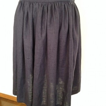 【Y様オーダー品】リネンのギャザースカート　ネイビーの画像