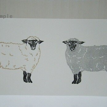葉書〈羊2匹（ヨコ）－1〉の画像