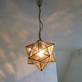 モザイク立体星ランプ☆アンバーＭサイズ　吊り下げタイプ