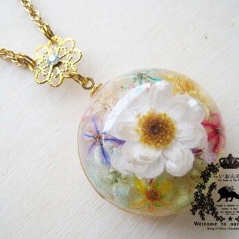 本物のお花のミルフィオリ風ネックレスの画像
