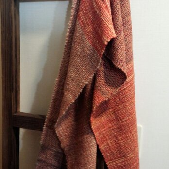 《手織り》あったかウールのマフラー　オレンジ系の画像