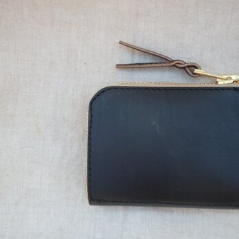 L字ファスナーの小型財布 / ブラックの画像
