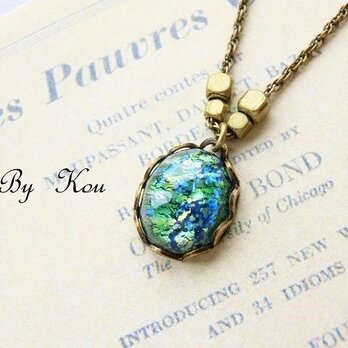 ◆Green opal◆シンプルヴィンテージ・ネックレス。の画像