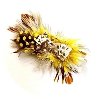 feather ribbon hair pin-yellow-の画像