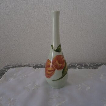 チューリップ模様の鶴首の花瓶の画像
