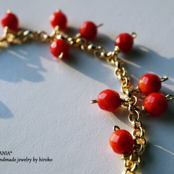 赤いサンゴブレスレット Red Choral bracelet B0034の画像