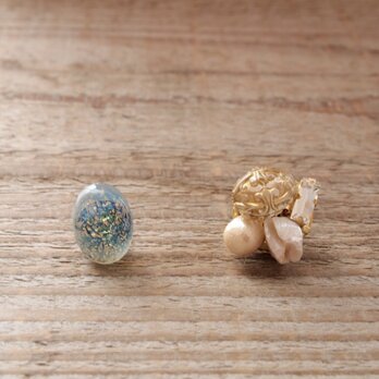 ヴィンテージカボションのアシンメトリーピアス