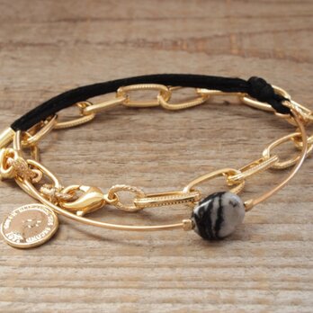 ブラックコードの２連ブレスレット