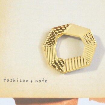 【ブローチ】プリズムホール アクリル×ミラーゴールド