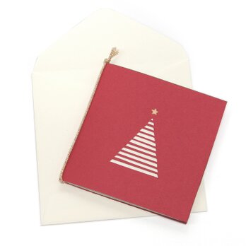 【クリスマスカード】ツリー・赤の画像