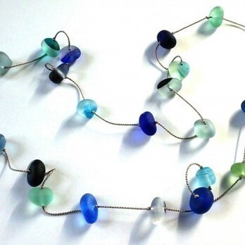 M様オーダー(再販)分、ブルーシーグラスのロングネックレス⑦