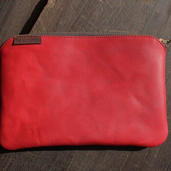 馬革ポーチ / RED (赤色）size・ H130mm ×W195mm