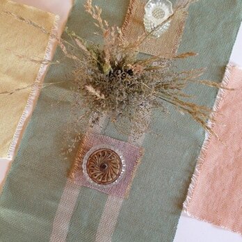 手織り　ラミー糸テーブルランナーの画像