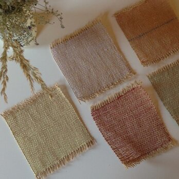 手織り　リトアニアリネン糸で織った　ドイリーの画像