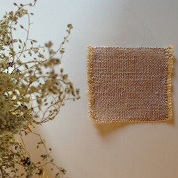 手織り　リトアニアリネン糸で織った　ドイリー　バイオレットの画像