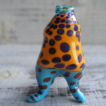 てくてく小びん（ヤマブキ×紺ドット）