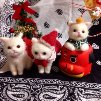 【花水木様オーダー】しろねこ(Xmas&お正月)【受注出品】の画像