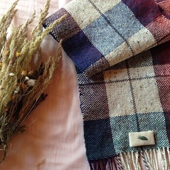 手織り　リトアニアウール格子柄の画像