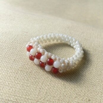 市松 beads ring (紅白象牙)の画像