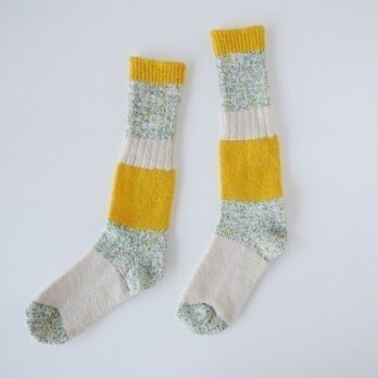 ざっくり編みくつした　ロング／イエロー