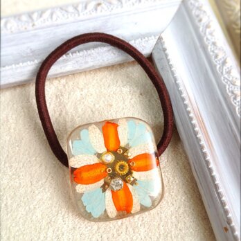 ノースポールとジニアのヘアゴム