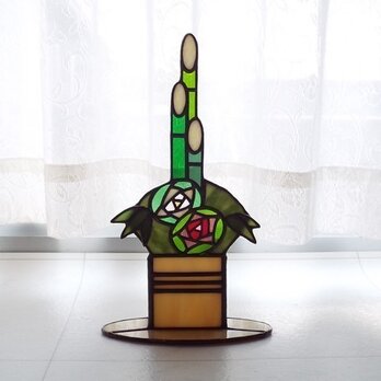 ステンドグラス　「門松」