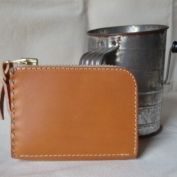 L字ファスナーの小型財布　キャメルの画像