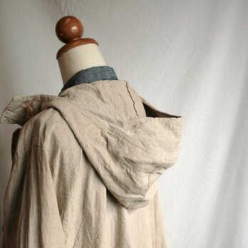 麻フード付きギャザージャケット