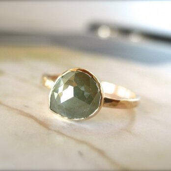 Olive Green Tear Diamond Ring