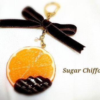 【送料無料】とろ～りチョコレートがけオレンジキーホルダー♡の画像