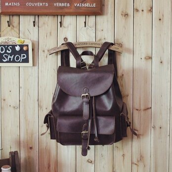 【受注製作】手作りリュック バッグ 上質レザー 茶R92810