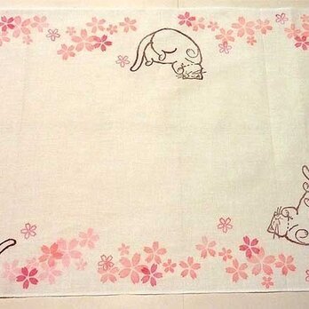 てぬぐい／桜と猫の画像