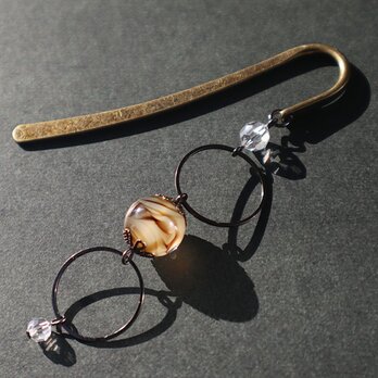 ブックマーク かんざし 帯飾り とんぼ玉 国産 トンボ玉 男女兼用 ブラウン