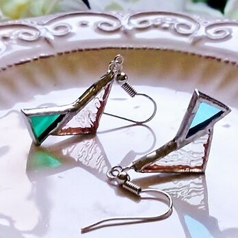 ステンドグラスピアス～教会の窓Ⅱ～ブルー・グリーン