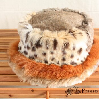 MIX FUR HAT< leopard>