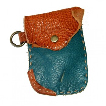 pass case 青×キャメル