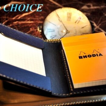 革の宝石ルガトー・ロディアメモ帳カバーno11横（紺）