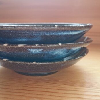 (３枚セット)白滴文豆皿(ブルー)の画像