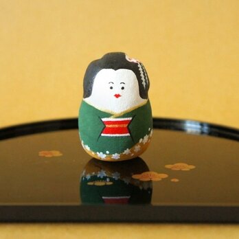 丸こけし＊舞妓さん(深緑)