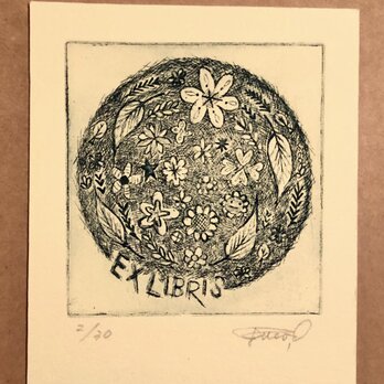 exlibris(蔵書票) 銅版画「言の葉」グリーンの画像