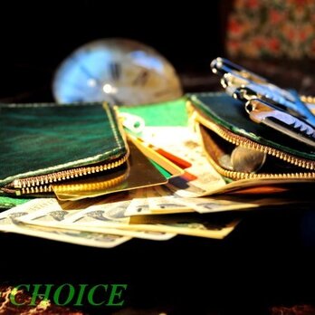 革の宝石ルガトー・二つ折りコインキャッチャー財布（緑）の画像