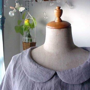 リネン衿付きチュニックブラウス