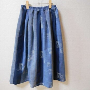 着物ウール地のブルー爽やかスカートの画像
