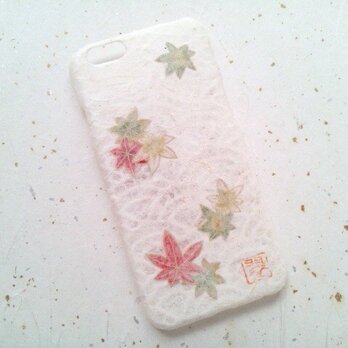 《受注製作》Wacon友禅和紙iPhone6/6sカバー［海波×紅葉］