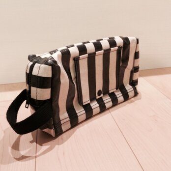 モノトーン ストライプ柄 オムツポーチ